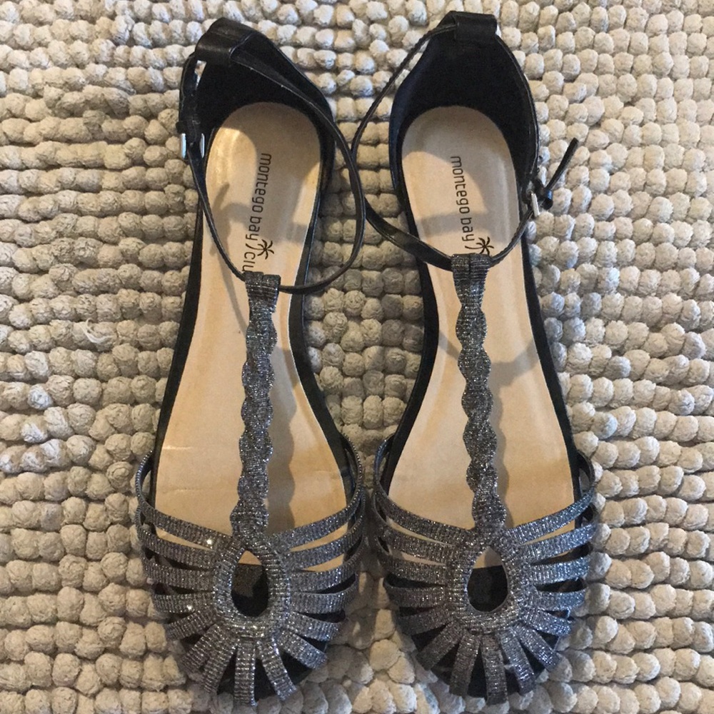 Black/grey sparkly flats